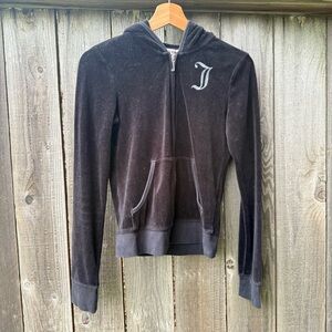 Juicy couture black bedazzled zip up hoodie
